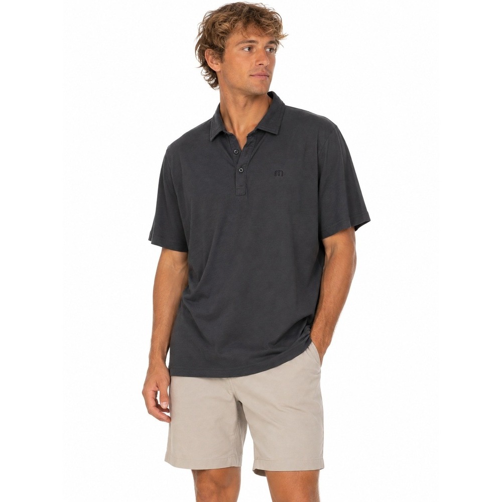 TravisMathew Pima Cotton Blend Polo Shirt Charcoal Gray Short Sleeve | Size L